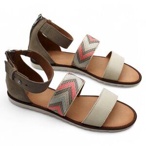 Frye and Co. Womens Port 2 Band Faux Suede Flat Sandals